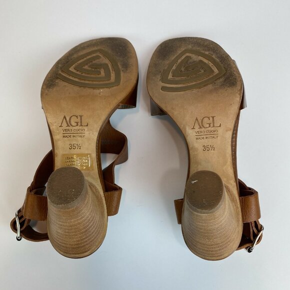 AGL Attilio Giusti Leombruni Heels Sandals 5.5‎ Brown Copper Patent Leather 35.5 - Picture 11 of 11